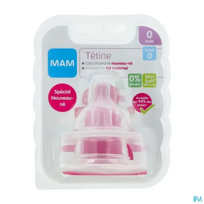 Mam tetine anatomique debit 0 extra lent silicone x2