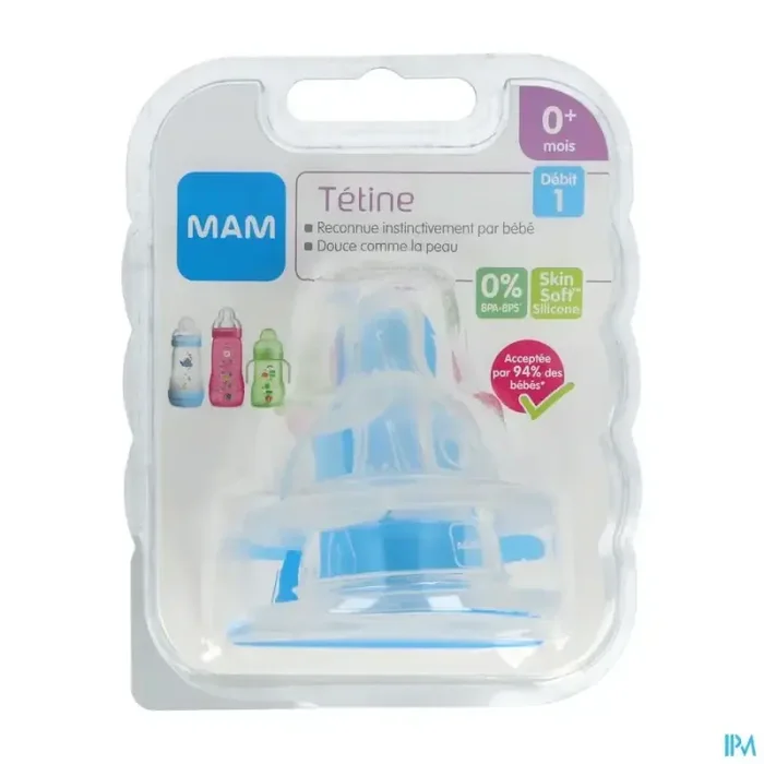 Mam tetine anatomique debit 1 lent silicone x2