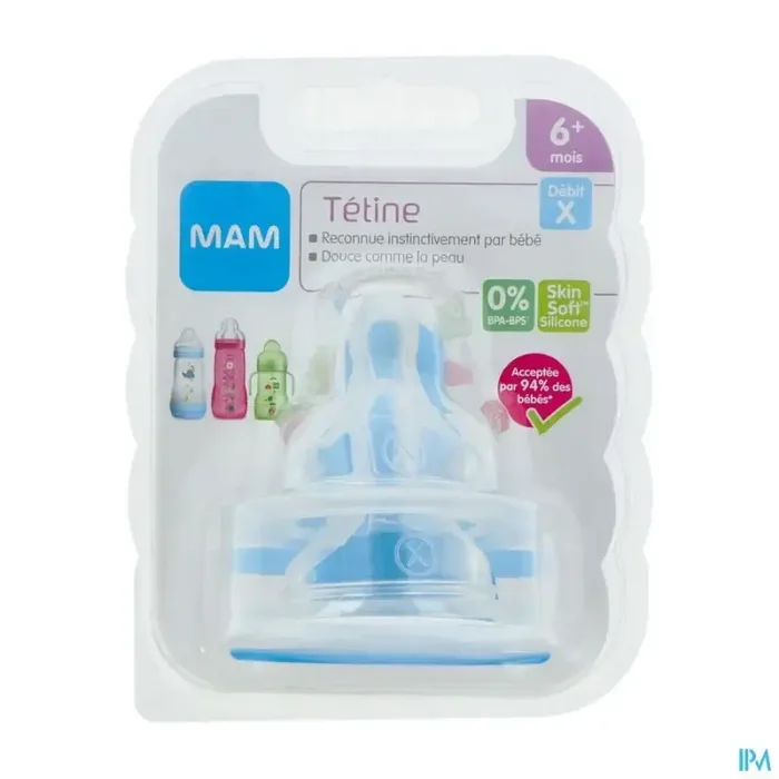 Mam tetine anatomique debit x rapide et liquide epais silicone x2