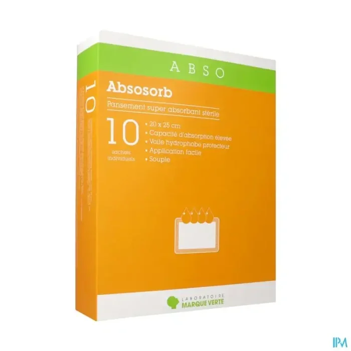 Marque verte absosorb pansement super absorbant 20cm x 25cm 10
