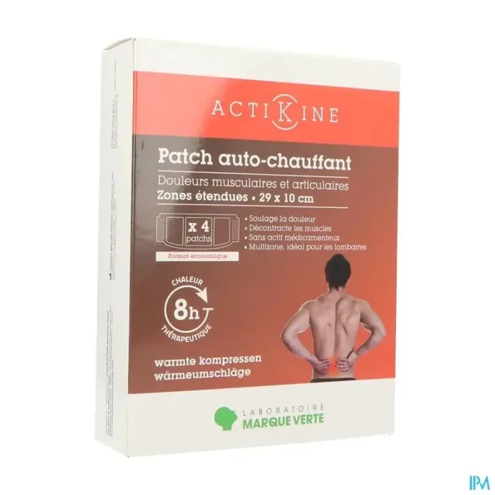 Marque verte actikine patchs adhesifs autochauffants 29cm x 10cm x4