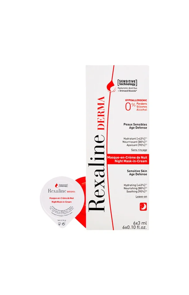 Masque crème de nuit – Derma – Peaux sensibles – 6 x 3 ml