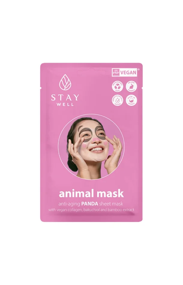 Masque en tissu anti-âge – Collagène – Visage – Panda – 12 unités