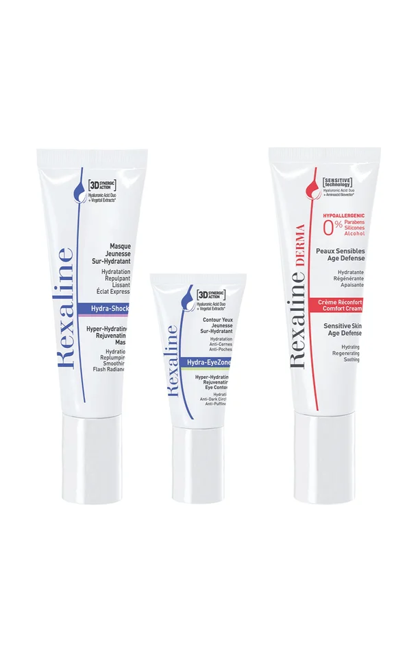 Masque, gel-crème yeux & crème – Acide hyaluronique – Visage