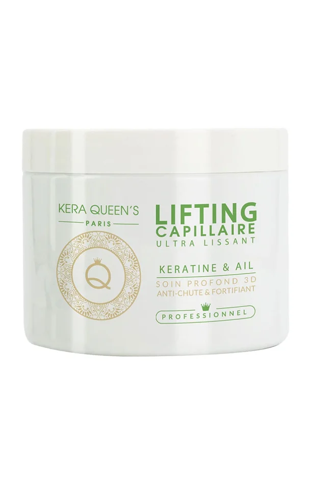 Masque lifting capillaire anti-chute & fortifiant – Kératine & ail – Cheveux ternes & fatigués