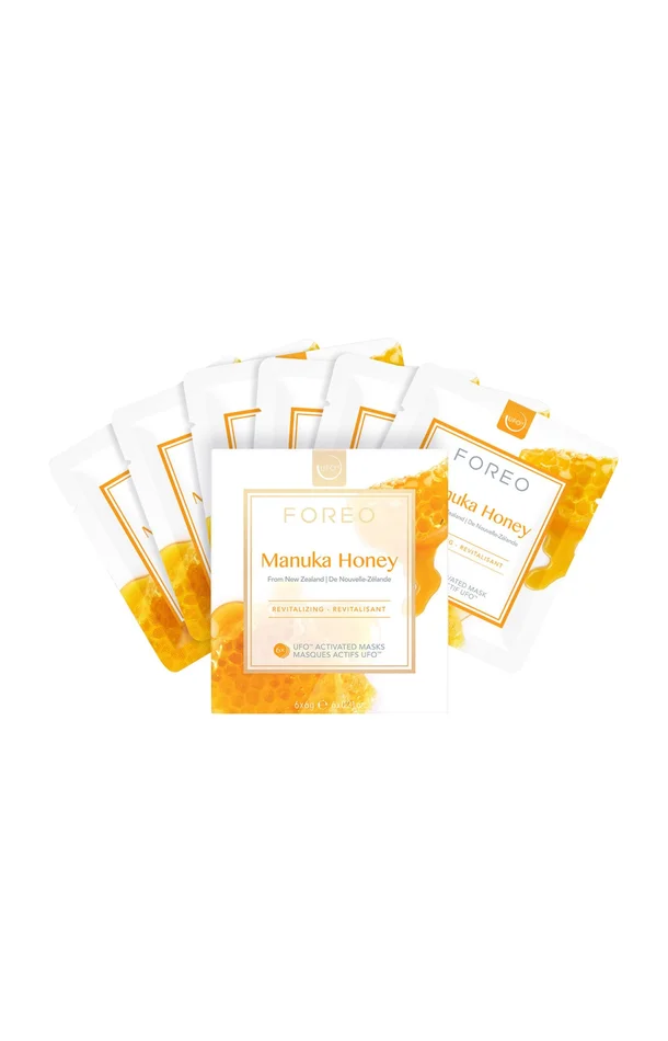 Masques actifs revitalisants UFO™ – Miel de Manuka – Peaux sèches & matures – 6 unités