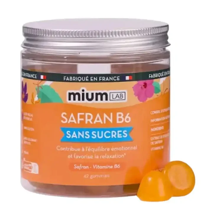 Mium Lab Gummies Safran B6 sans sucres – 42 gummies