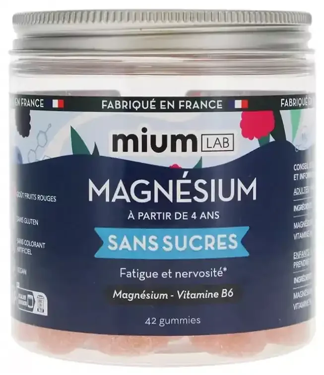 Mium Lab Magnésium Sans Sucres Magnésium et Vitamine 42 Gummies