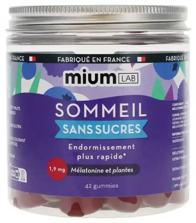 Mium Lab Sommeil Sans Sucres Mélatonine et Plantes 42 Gummies