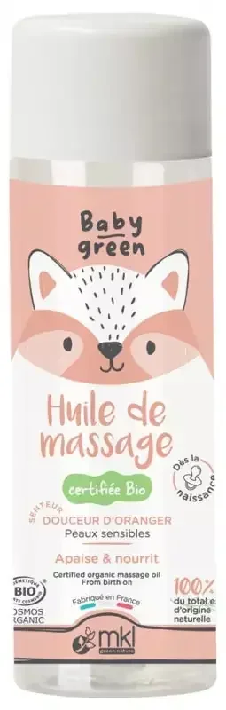 MKL Green Nature Baby Green Huile de Massage Peaux Sensibles Bio 100 ml
