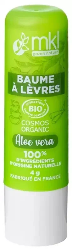 Mkl Green Nature Baume à Lèvres Bio 4 g – 100% Naturel – Goût Aloe Vera