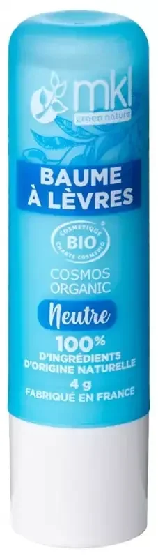 Mkl Green Nature Baume à Lèvres Bio 4 g – 100% Naturel – Goût Neutre