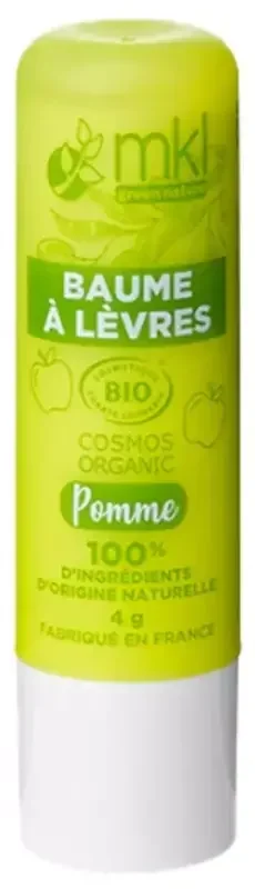 Mkl Green Nature Baume à Lèvres Bio 4 g – 100% Naturel – Goût Pomme