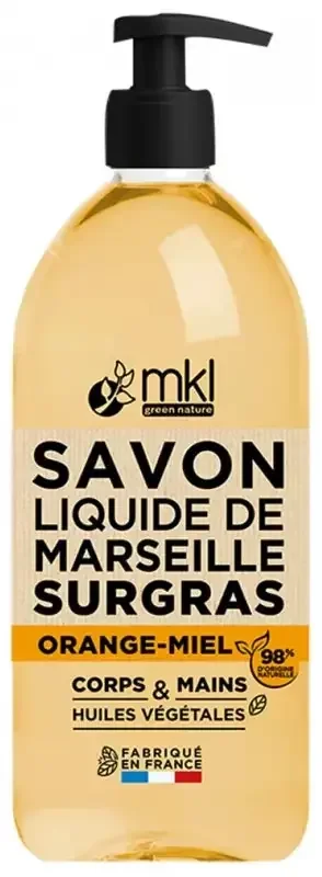 Mkl Green Nature Savon Liquide de Marseille « orange & Miel » 1 Litre