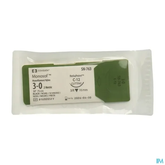 Monosof aiguillee sertie 3/8 tr inver 3/0 2 16mm