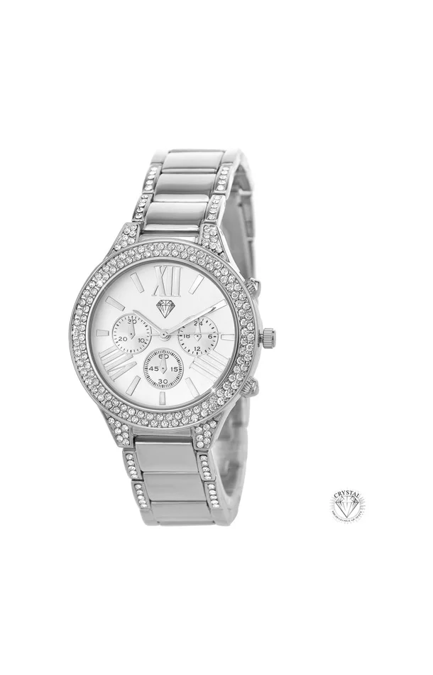 Montre – Laiton & cristaux – Argenté
