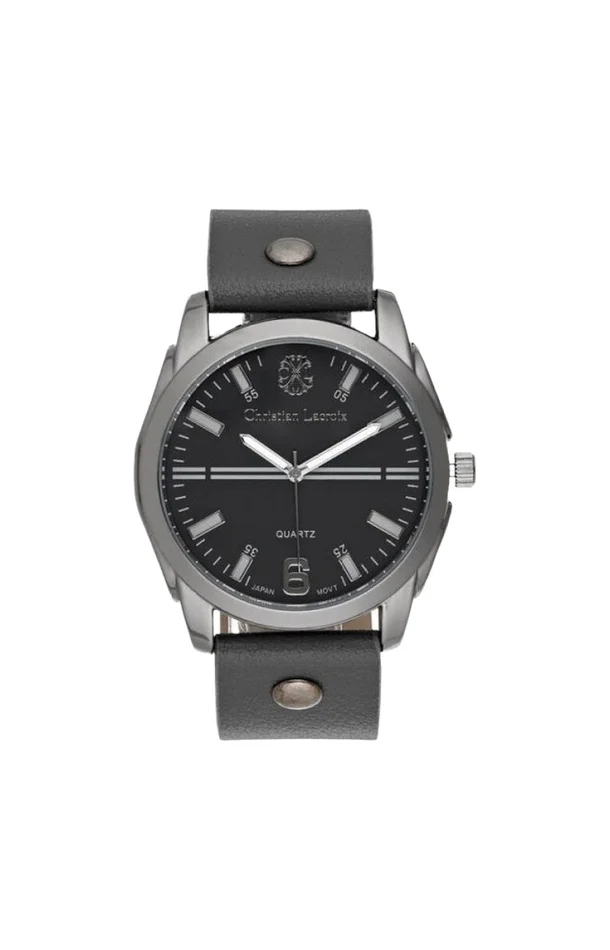 Montre – Polyuréthane gris foncé & acier inoxydable anthracite – Homme