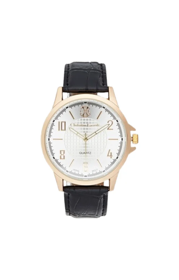 Montre – Polyuréthane noir & acier inoxydable doré – Homme