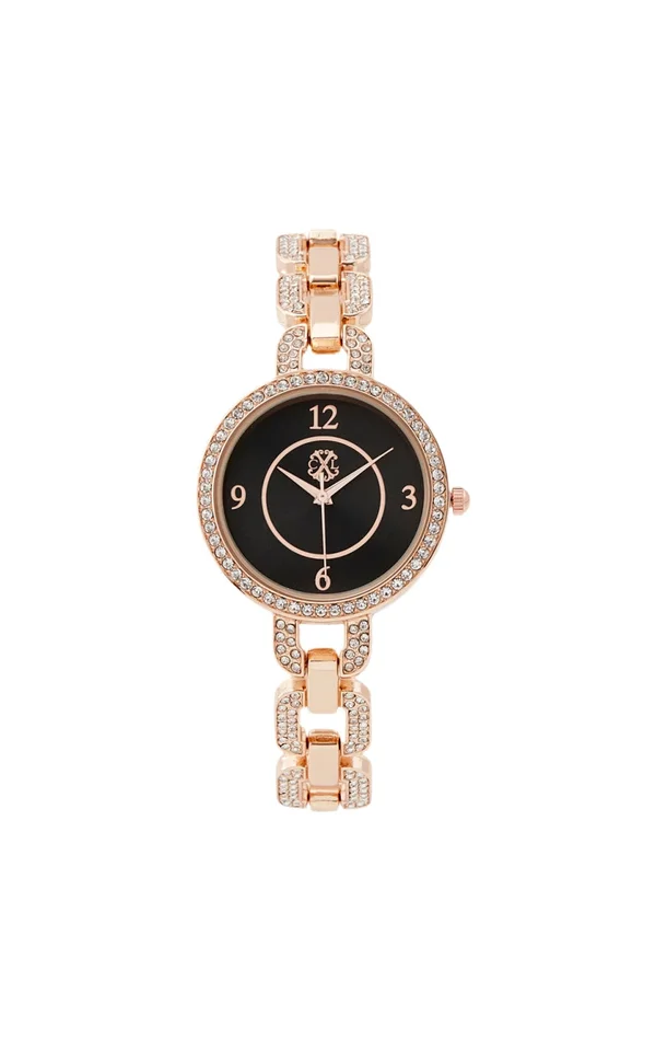Montre à quartz – Acier – Doré rose & noir
