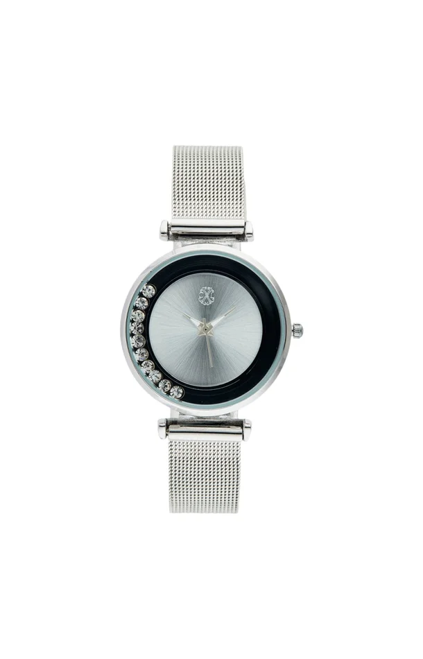 Montre à quartz – Acier inoxydable – Argenté & noir