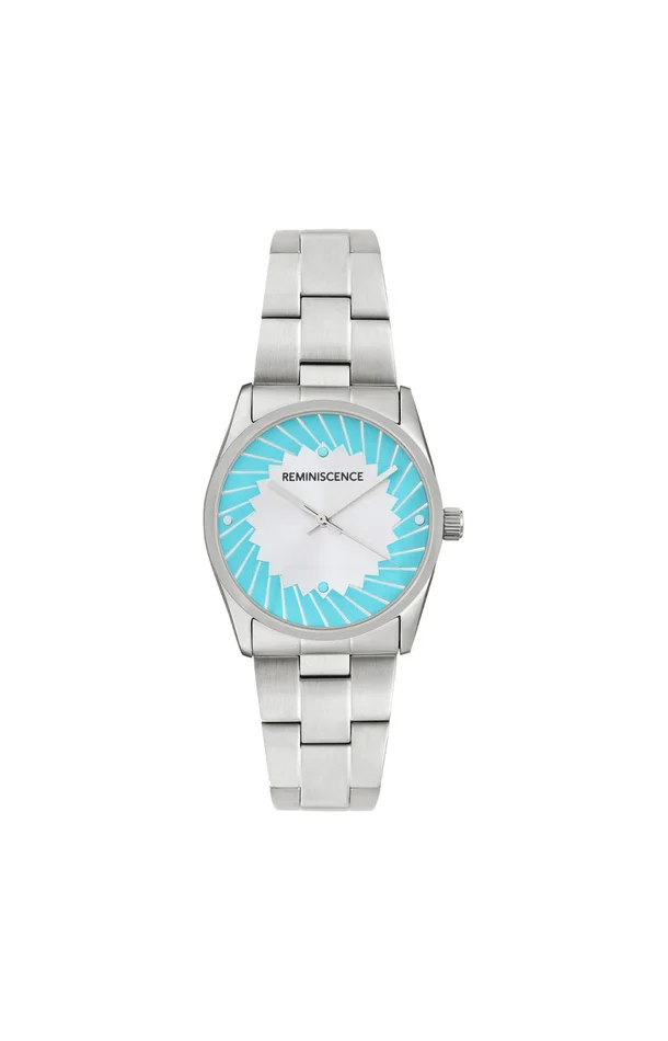 Montre à quartz – Acier inoxydable – Argenté & turquoise