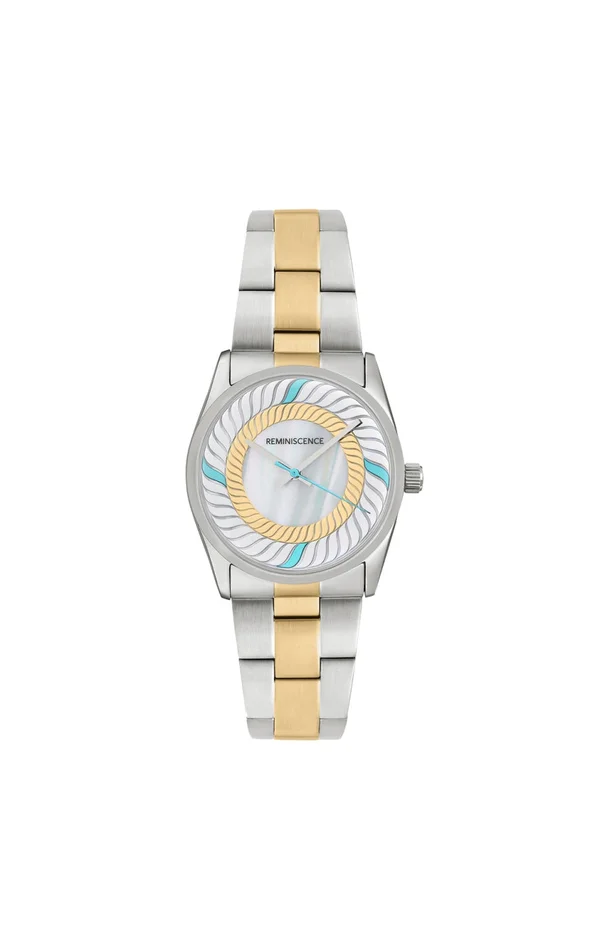 Montre à quartz – Acier inoxydable – Argenté, doré & turquoise