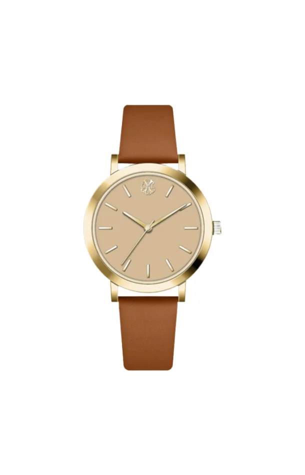 Montre à quartz – Doré & marron