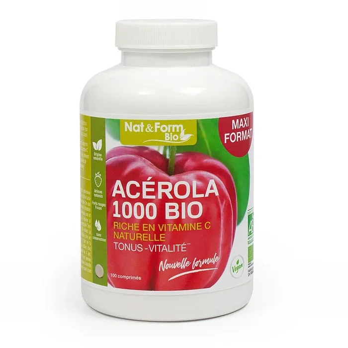 Nat & Form Acérola 1000 Bio – 100 Comprimés