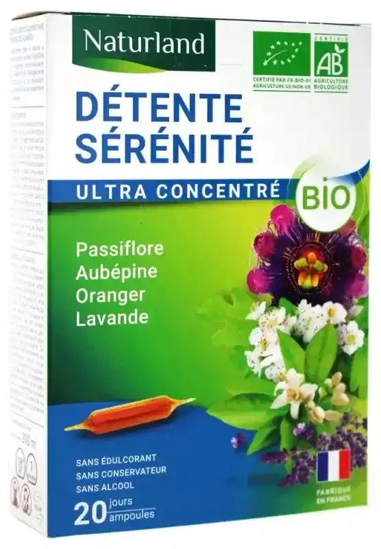 Naturland Détente Sérénité Bio 20 Ampoules de 10 ml