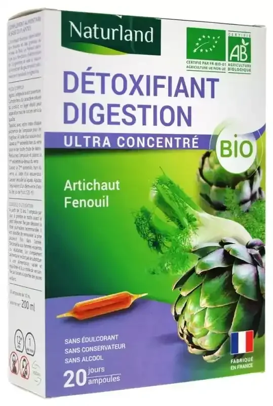 Naturland Détoxifiant Digestion Bio 20 Ampoules Buvables de 10 ml