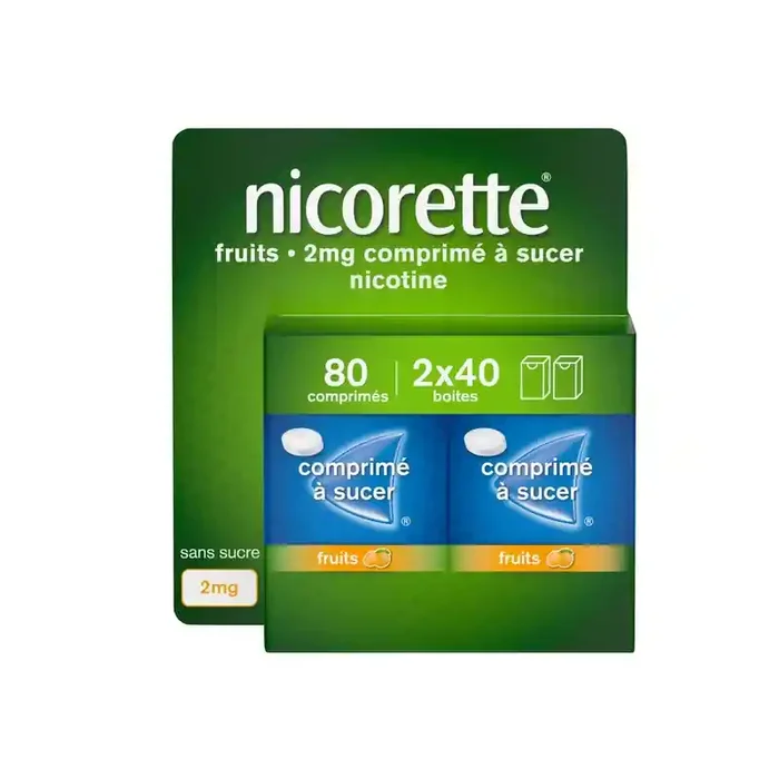 NICORETTE COMPRIMES A SUCER FRUITS 2 MG x80 JOHNSON & JOHNSON