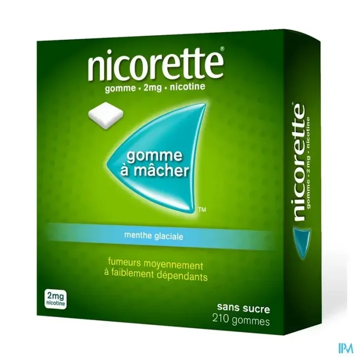 Nicorette menthe glaciale 2mg sans sucre gommes 210