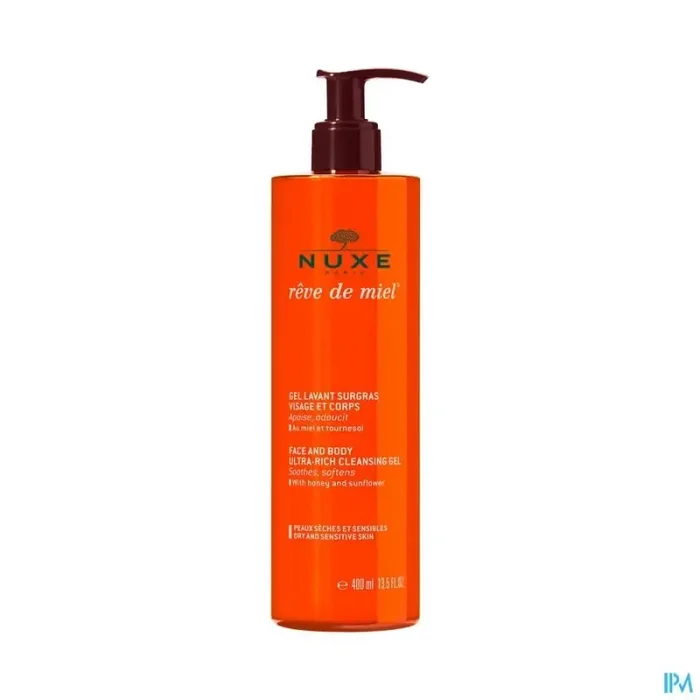 Nuxe reve de miel gel lavant surgras visage et corps peaux sèches et sensibles 400ml