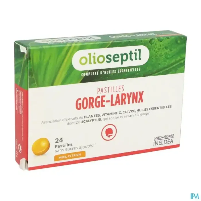 Olioseptil Gorge Larynx miel citron 24 pastilles