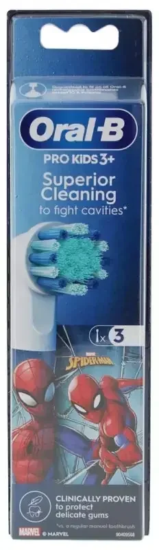 Oral-B Pro Kids 3+ Brossettes de Rechange 3 Unités – Modèle Spiderman