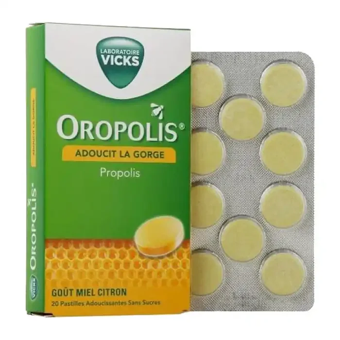 Oropolis Propolis Coeur Liquide – Sans sucre – Adoucit la Gorge – 16 pastilles