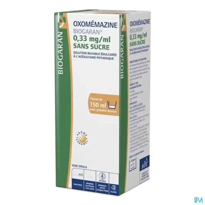 Oxomemazine biogaran 0mg33/ml sans sucre solution buvable 150ml