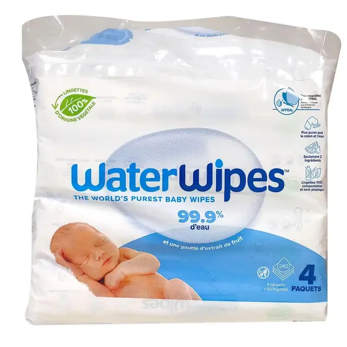Pack 4×60 lingettes bébé bio