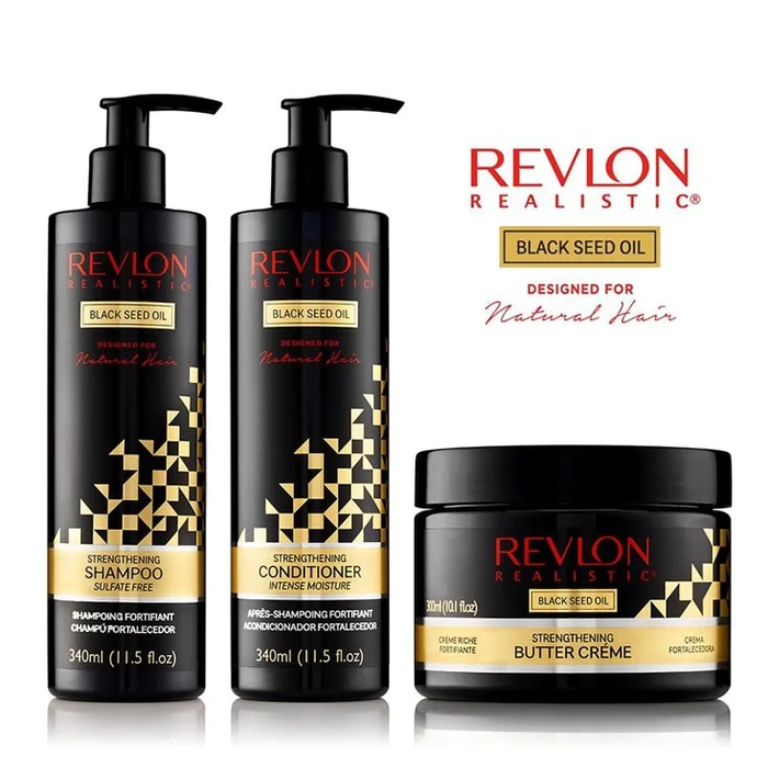 Pack REVLON REALISTIC Black Seed Huile de Nigelle Shampoing + Conditionner + Butter Crème
