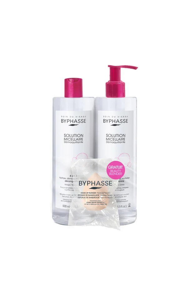 Pack solution micellaire – Peaux sensibles – 2 x 500 ml + éponge blender offert
