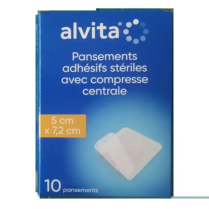 PANSEMENTS ADHESIFS STERILES 5CM X 7.2CM X10 ALVITA