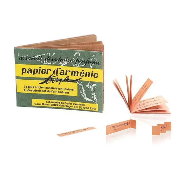 Papier d‘Arménie Triple – Désodorisant Naturel – Livert de 12 feuilles de 3 bandes