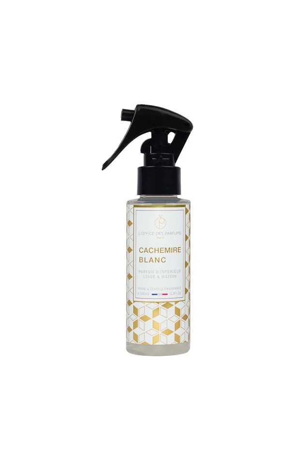 Parfum d’intérieur & de linge – Cachemire blanc – Boisé musqué – 100 ml