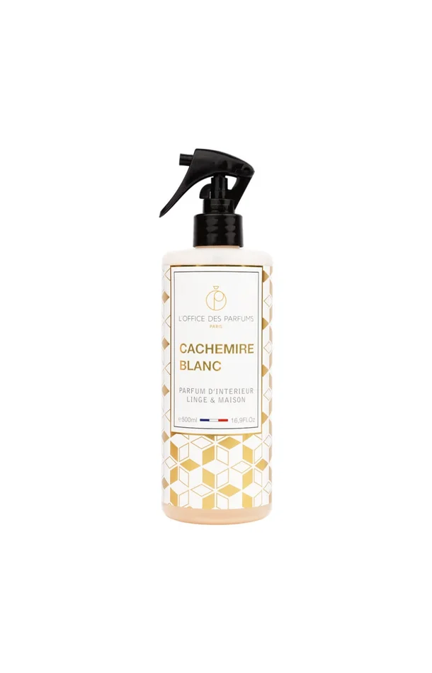 Parfum d’intérieur & de linge – Cachemire blanc – Boisé musqué – 500 ml