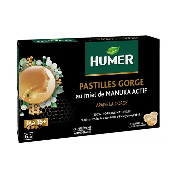 Pastilles Gorge au Miel de Manuka – Apaise la gorge – 16 Pastilles