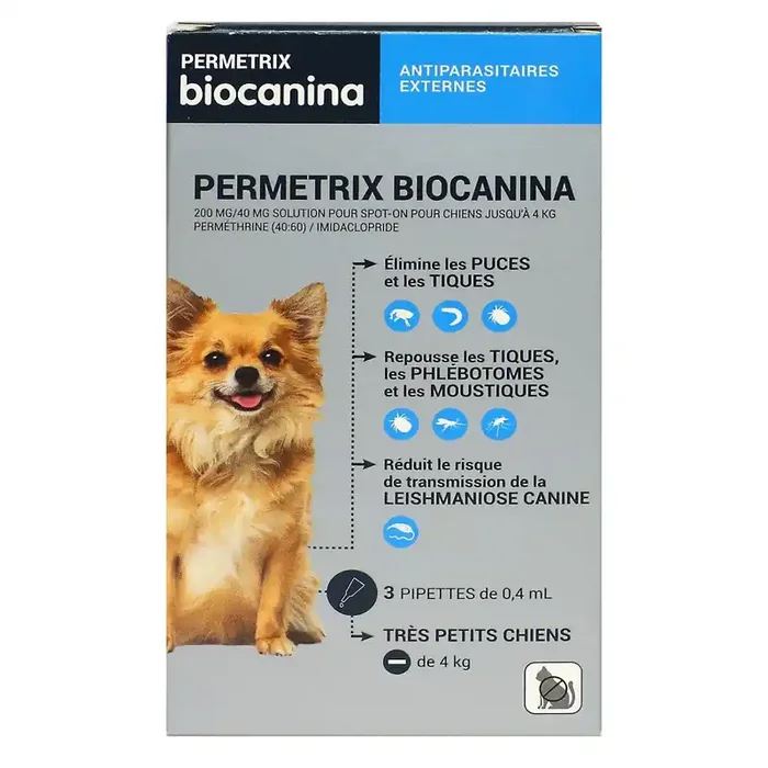 Permetrix 200mg / 40mg Spot-on très petits chiens 3 x 0,4ml