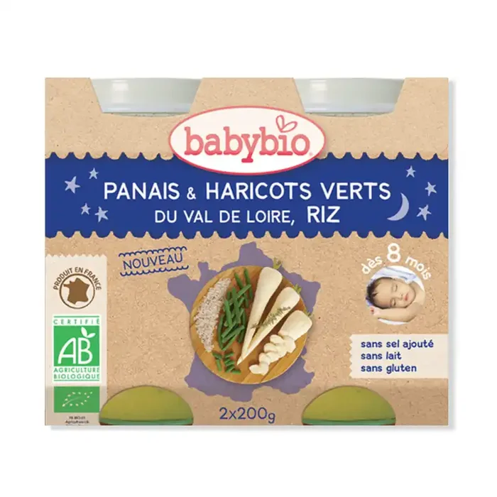 Petit pot bonne nuit panais haricots verts & riz 2x200g
