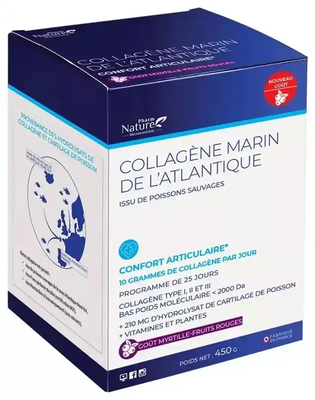 Pharm Nature Collagène Marin de L‘Atlantique Confort Articulaire Goût Myrtille 450 g