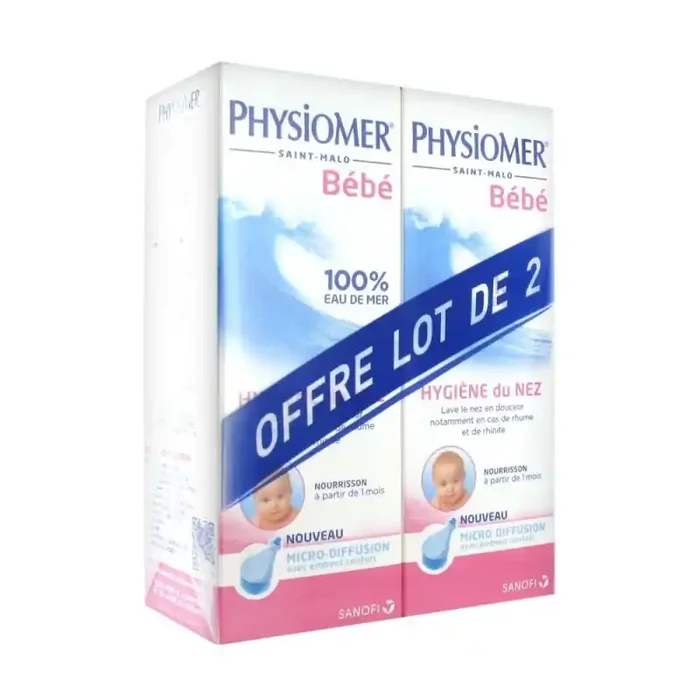 Physiomer Hygiene Nasale Nourrissons Micro-Diffusion Lot de 2 x 115 ml