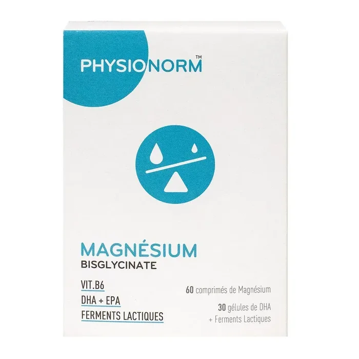 Physionorm Magnésium Bisglycinate – Anti-Fatigue Maintien de l‘organisme – 60 comprimés + 30 gélules
